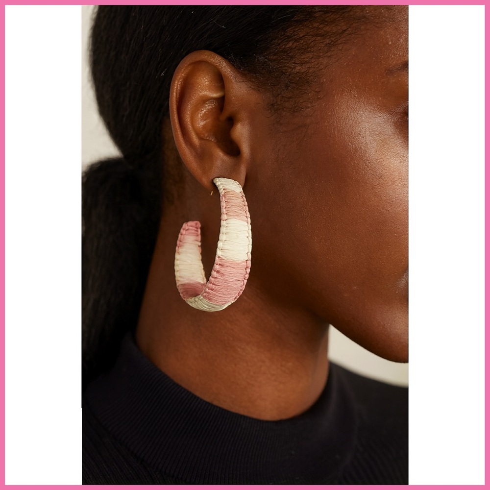 Noir RAFFIA Pink & White Ombré Hoop Earrings